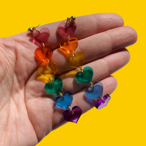 Rainbow Hearts - Earrings