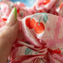 Load image into Gallery viewer, Pink Cherry Satin Scrunchies