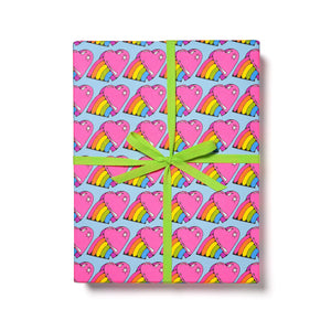 Rainbow Hearts wrapping paper