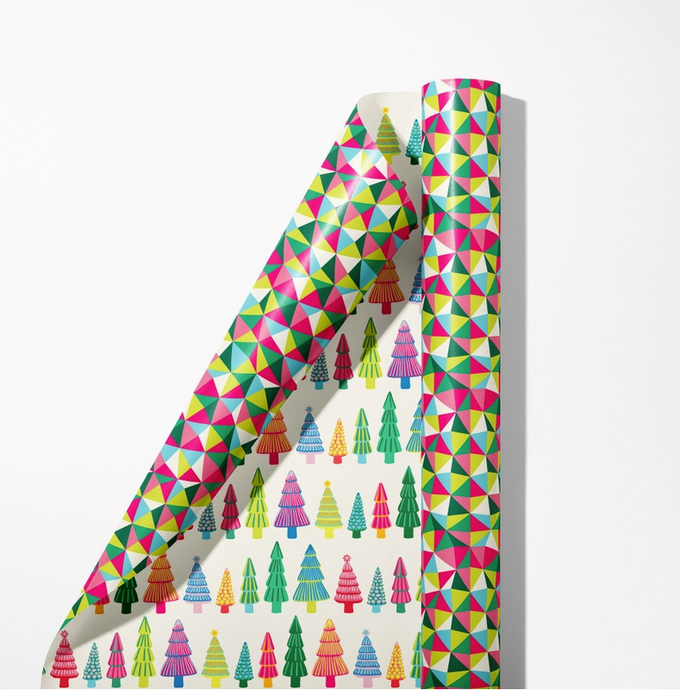 Glass Trees & Christmas Disco Double Sided Wrapping Paper
