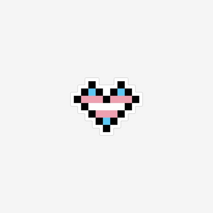 Trans Pixel Heart Sticker