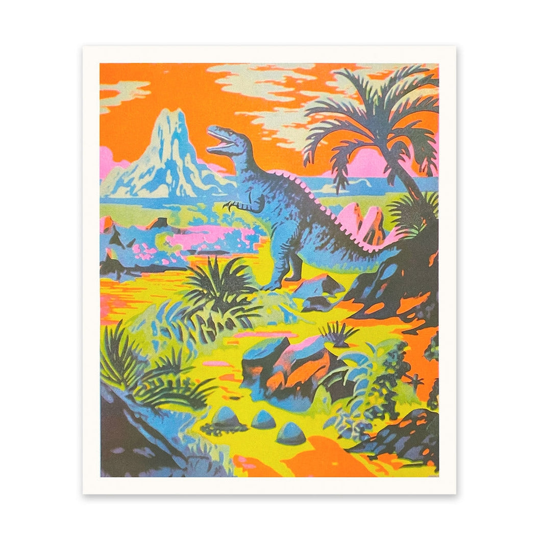 Neon Dinosaur - Risograph Print