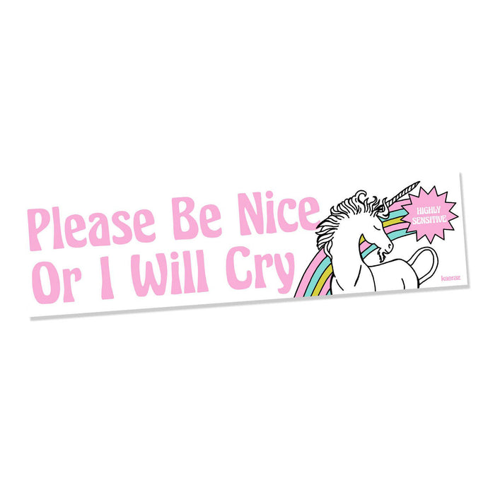 Please Be Nice Unicorn Bumper Sticker