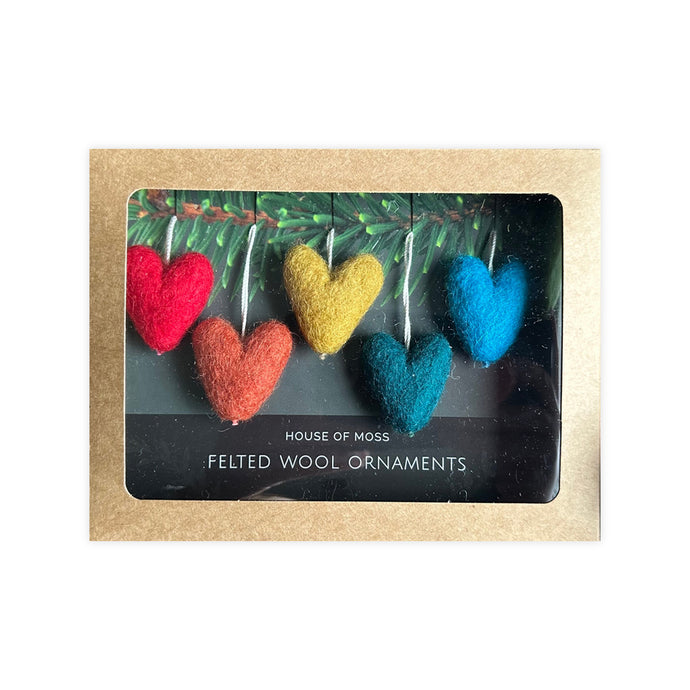 Felted Wool Mini Heart Ornaments