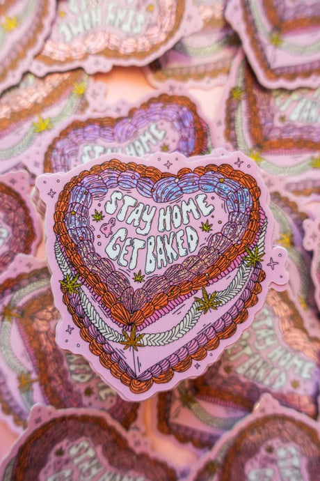 Stay Home & Get Baked Cake Sticker