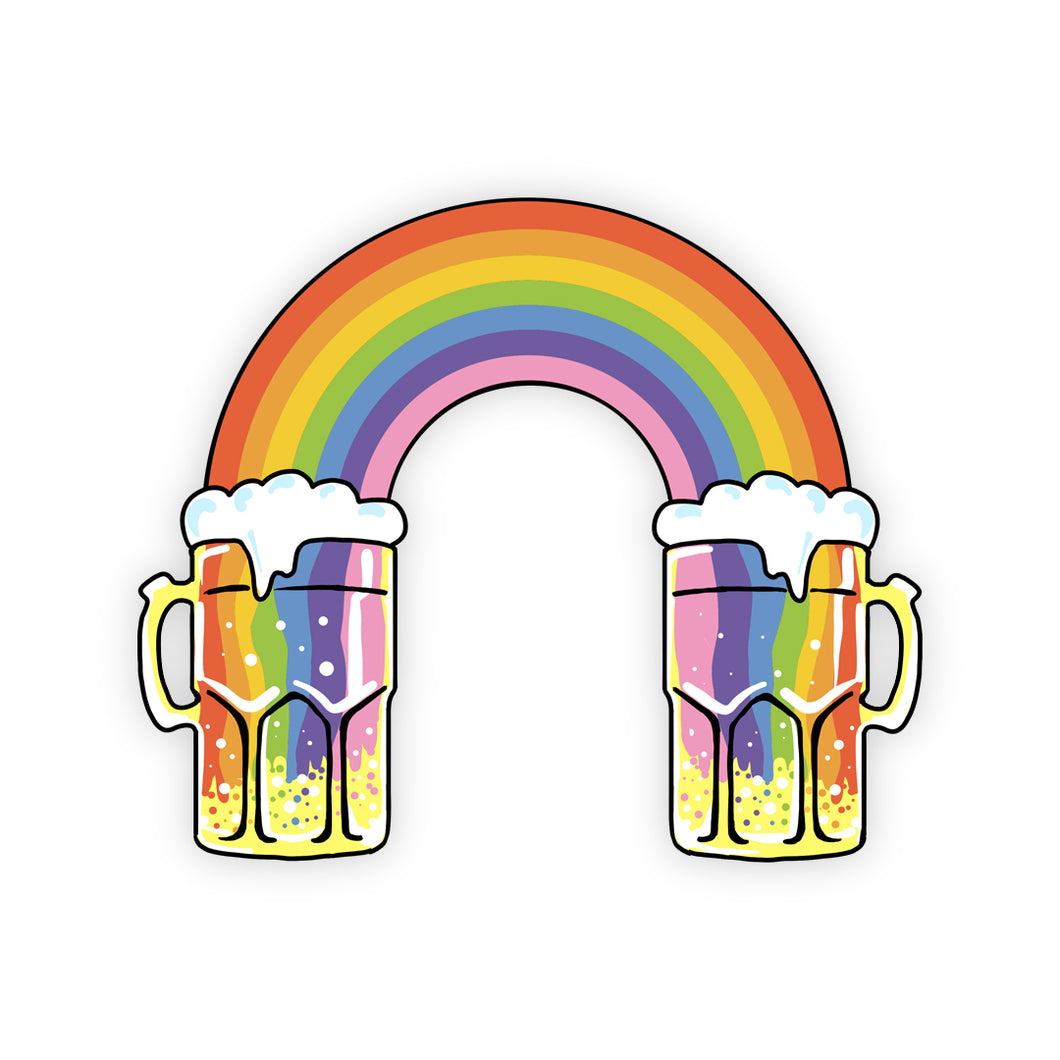 Rainbow Beer Mugs Sticker: Oddwood Brewing X The Little Gay Shop
