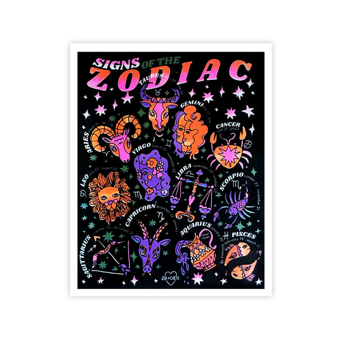 Zodiac Signs Risograph